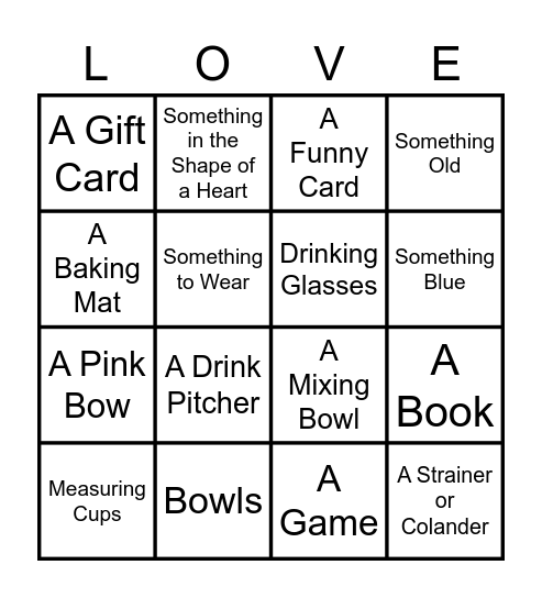 Gift Bingo! Bingo Card