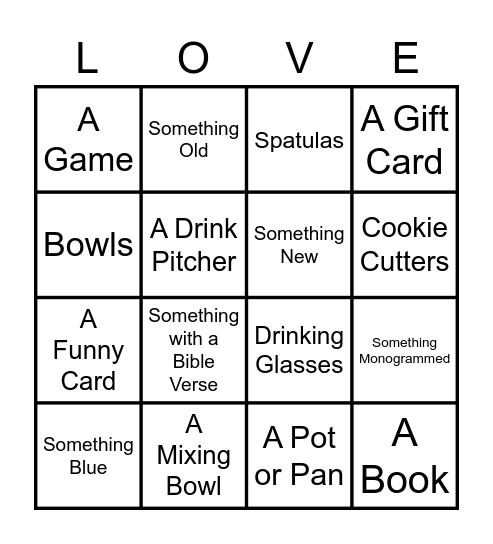Gift Bingo! Bingo Card