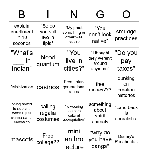 Living NDN Bingo Card