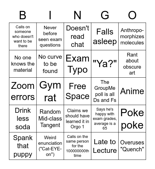 Frazure Bingo Card