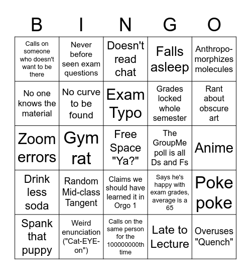 Frazer Bingo Card