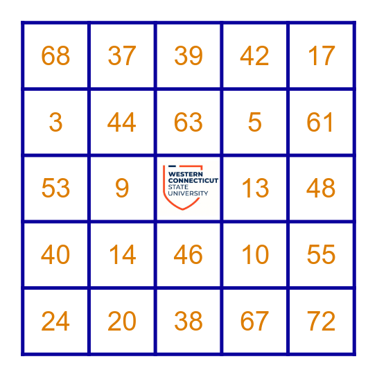 Western Connecticut State University Bingo Card