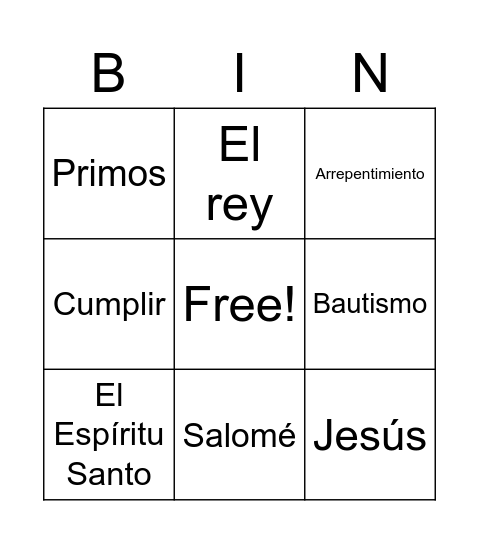 Juan el Bautista Bingo Card