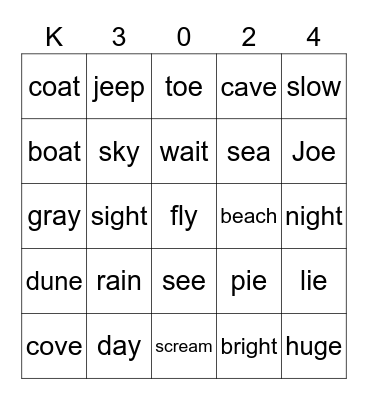 Bossy R Bingo Card