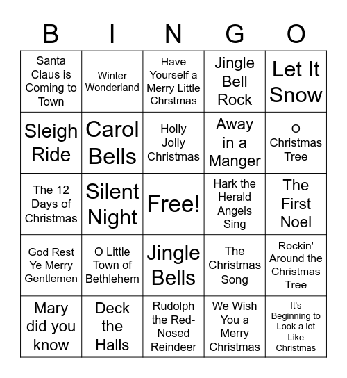 Christmas In August Bingo Card
