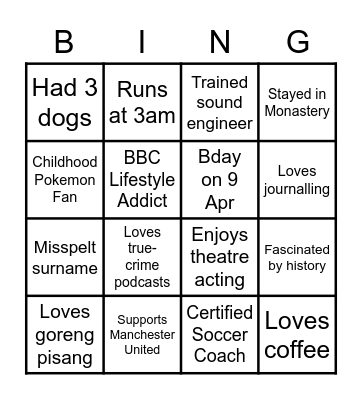 18th TLC Bingo Card