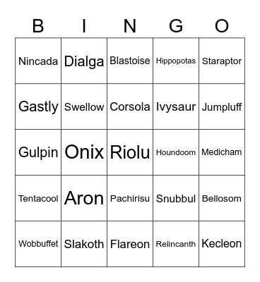 Pokemon Bingo Card