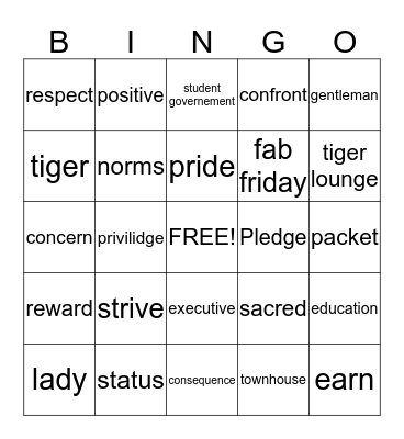 Camelot  Bingo Card