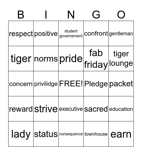 Camelot  Bingo Card