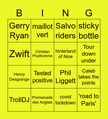 Salvo Rider TdF Bingo 2020 Bingo Card