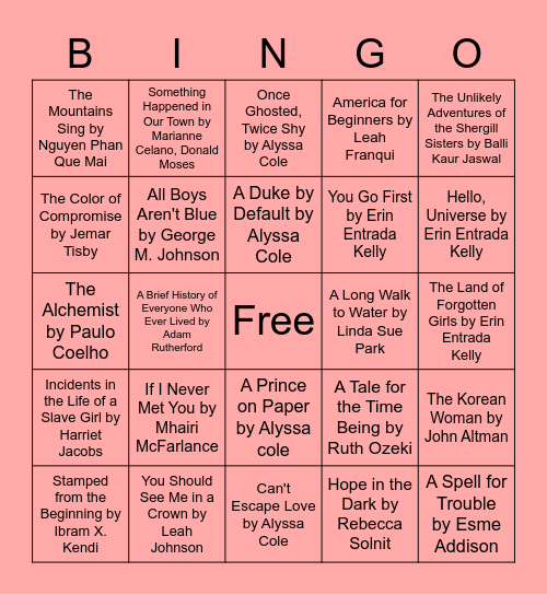 Hoopla Diversity Bingo Card