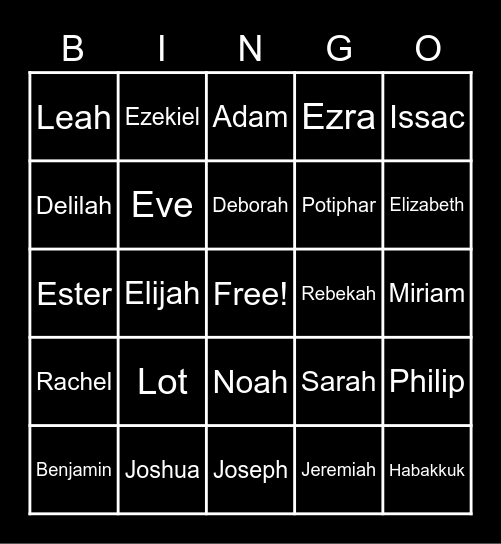 Bible Bingo Card