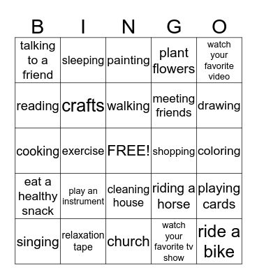 stress bingo Card