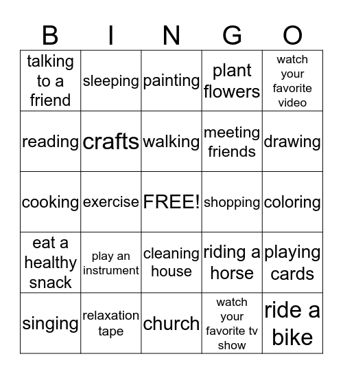 stress bingo Card