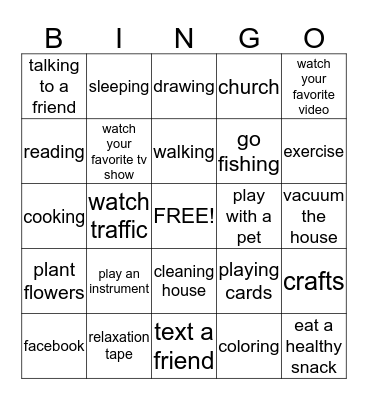 stress bingo Card