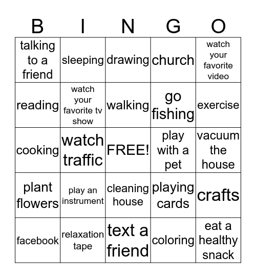 stress bingo Card