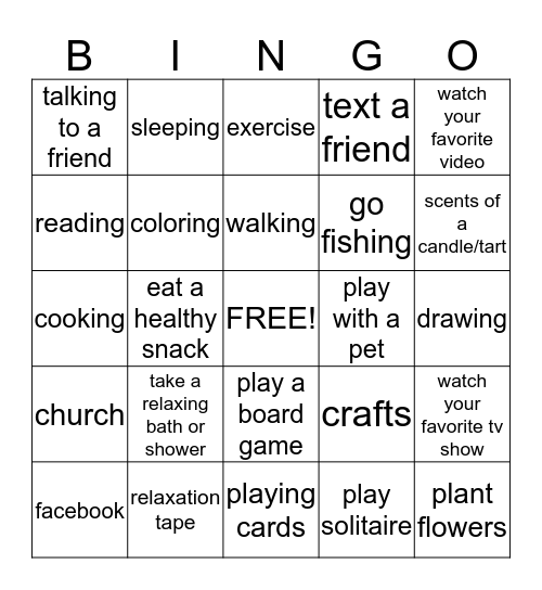 stress bingo Card