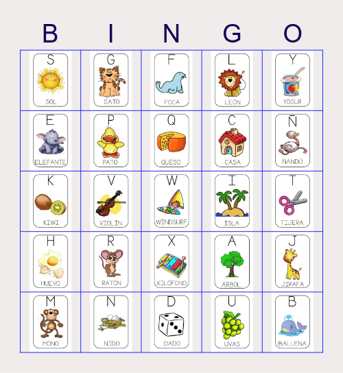 El alfabeto - El abecedario Bingo Card