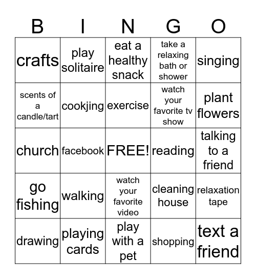 stress bingo Card