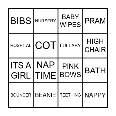 Jo's Baby Shower Bingo Card