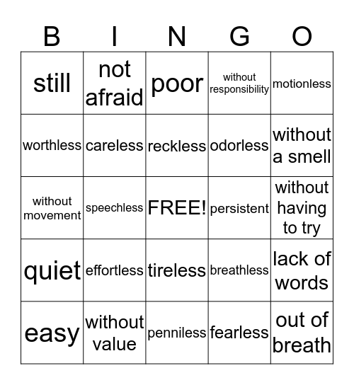 November 3-7 Vocabulary Bingo Card
