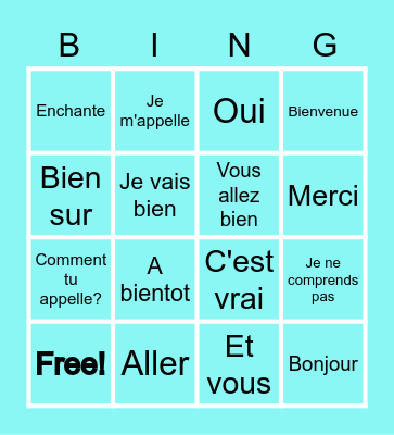 French Greetings Easy Bingo Card