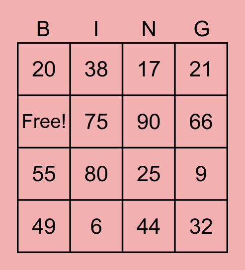 Sammys Bingo Card