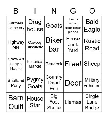 Adventuring Bingo Card