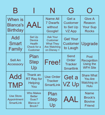 Brock-Less BINGO Card