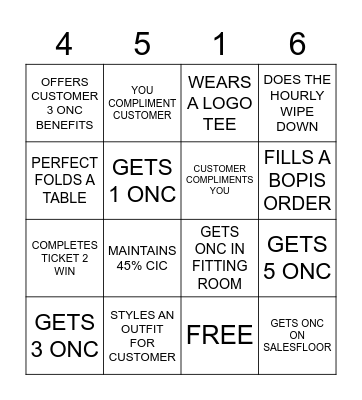 OLD NAVY Bingo Card