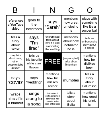 Bachelor Bingo: Michael.... Bingo Card