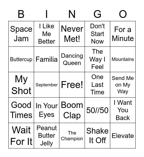 Back to School Music Bingo Card