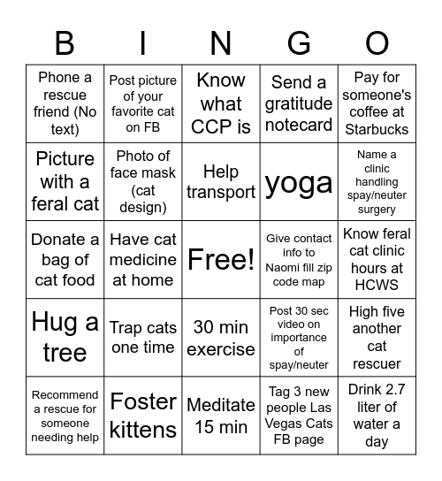 Cat Rescue Bingo Card