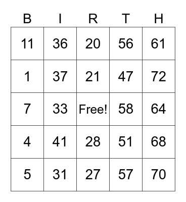 Jessica's Baby Shower! Bingo Card