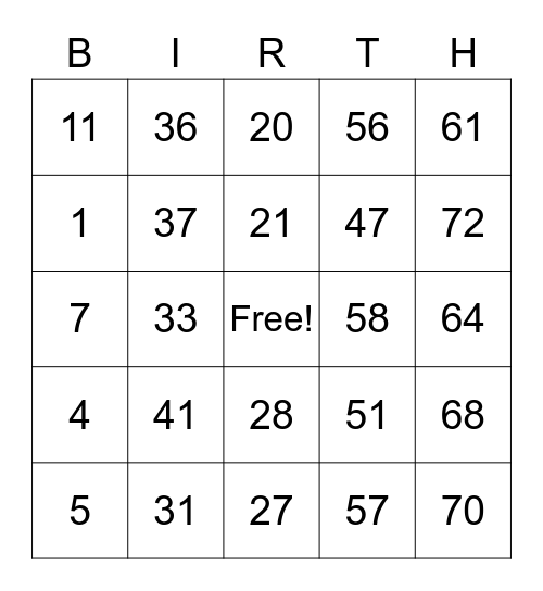 Jessica's Baby Shower! Bingo Card