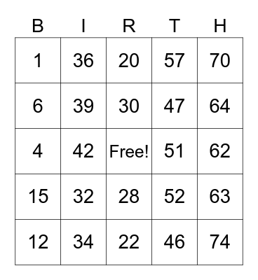 Jessica's Baby Shower! Bingo Card