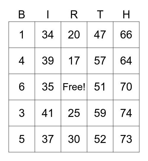 Jessica's Baby Shower! Bingo Card