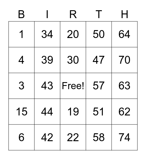 Jessica's Baby Shower! Bingo Card