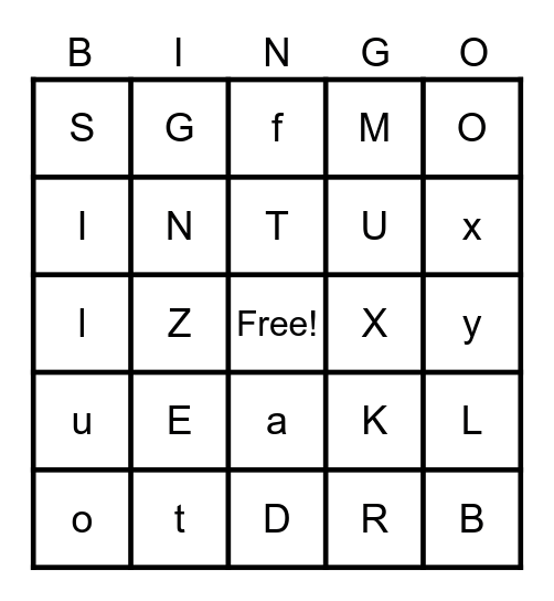 Alphabet Bingo Card