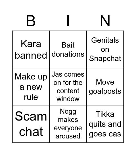 Dex Stream Bingo Card