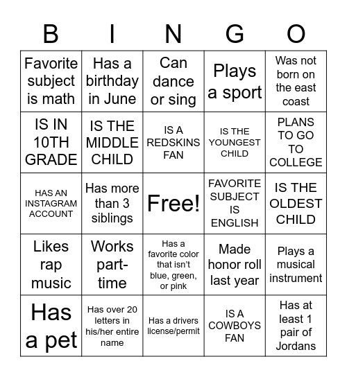 English 10/Speech Bingo Card