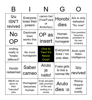 01 Ending Bingo Card