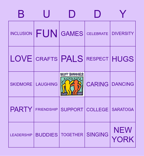 Skidmore Best Buddies Bingo Card