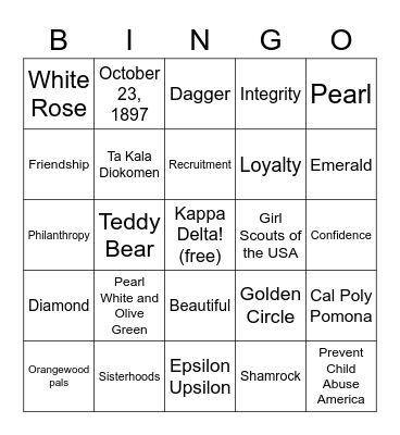 KD bingo Card