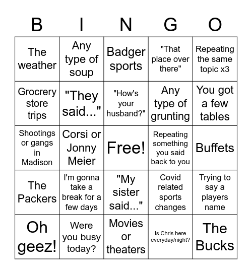 Ed Bingo Card