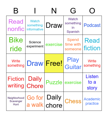 Nick's Quaringo Bingo Card