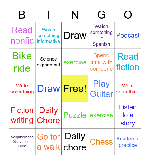 Nick's Quaringo Bingo Card
