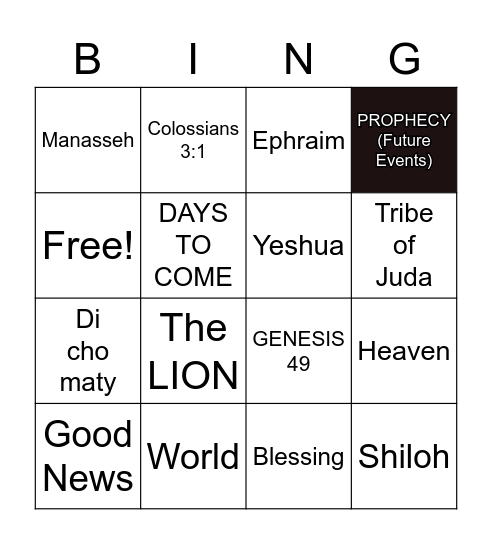 Genesis 49 Bingo Card