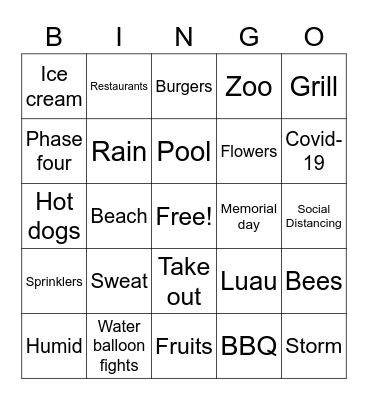 August Bingo Card