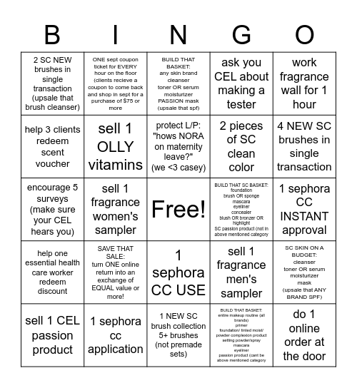 sephora bingo (2020 edition) Bingo Card